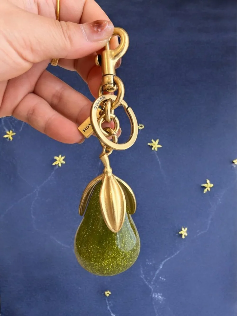 🌸Coach Gold and Green Glitter Key Holder